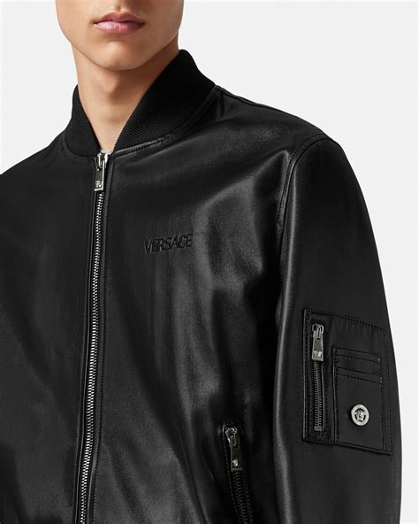 versace leather bomber jacket|versace leather trench coat.